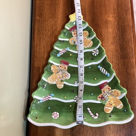 Laurie Gates HOLIDAY TREATS CERAMIC GINGERBREAD CHRISTMAS TREE SERVING PLATTER - Picture 6 of 11